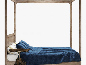 restoration hardware martens four-poster bed 3D Model