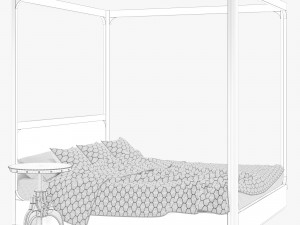 restoration hardware martens four-poster bed 3D Model