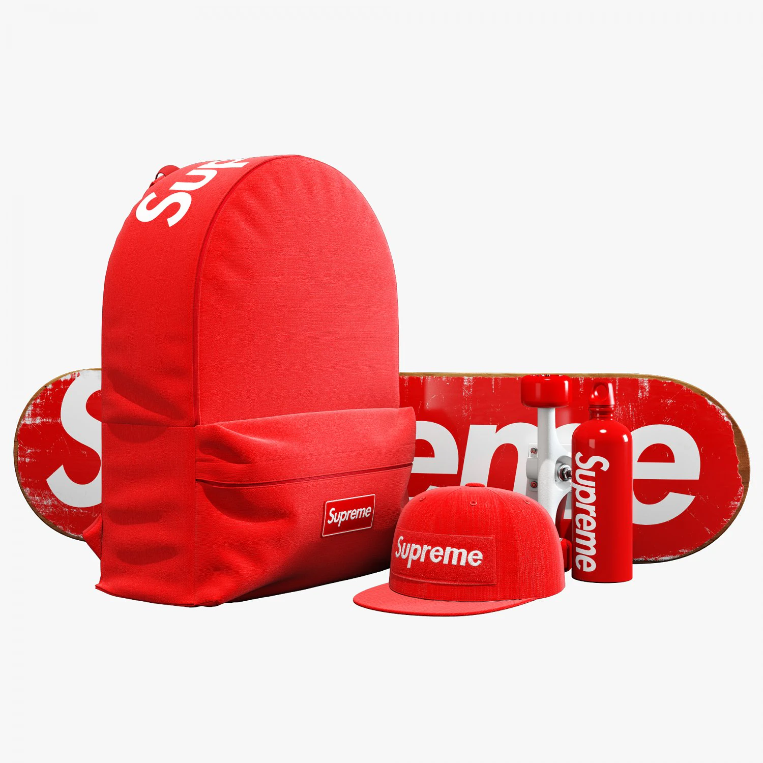supreme decorative set red 3D Model .c4d .max .obj .3ds .fbx .stl .blend