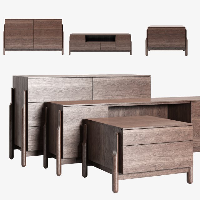 Zegen ash chest of drawers set 3D Model .c4d .max .obj .3ds .fbx .stl .blend 
