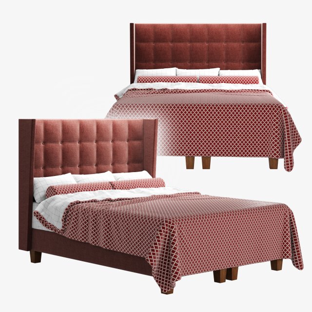 dizi greta queen bed 3D Model .c4d .max .obj .3ds .fbx .stl .blend 