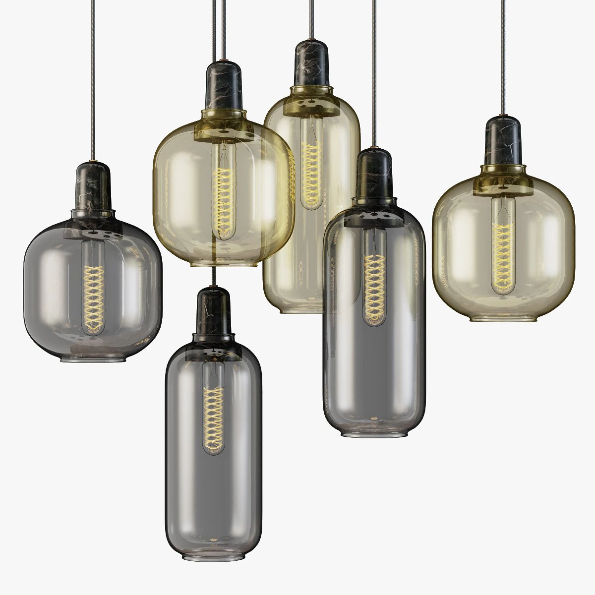normann copenhagen amp pendant lamp grey and gold 3D Model .c4d .max .obj .3ds .fbx .stl .blend 