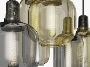 normann copenhagen amp pendant lamp grey and gold 3D मॉडल