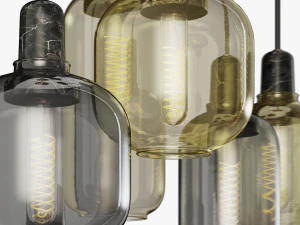 normann copenhagen amp pendant lamp grey and gold 3D Model