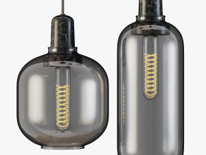 normann copenhagen amp pendant lamp grey and gold 3D मॉडल