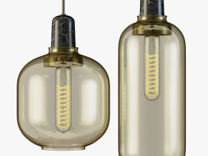 normann copenhagen amp pendant lamp grey and gold 3D मॉडल