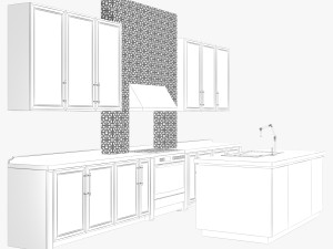 Modern kitchen 001 Modello 3D