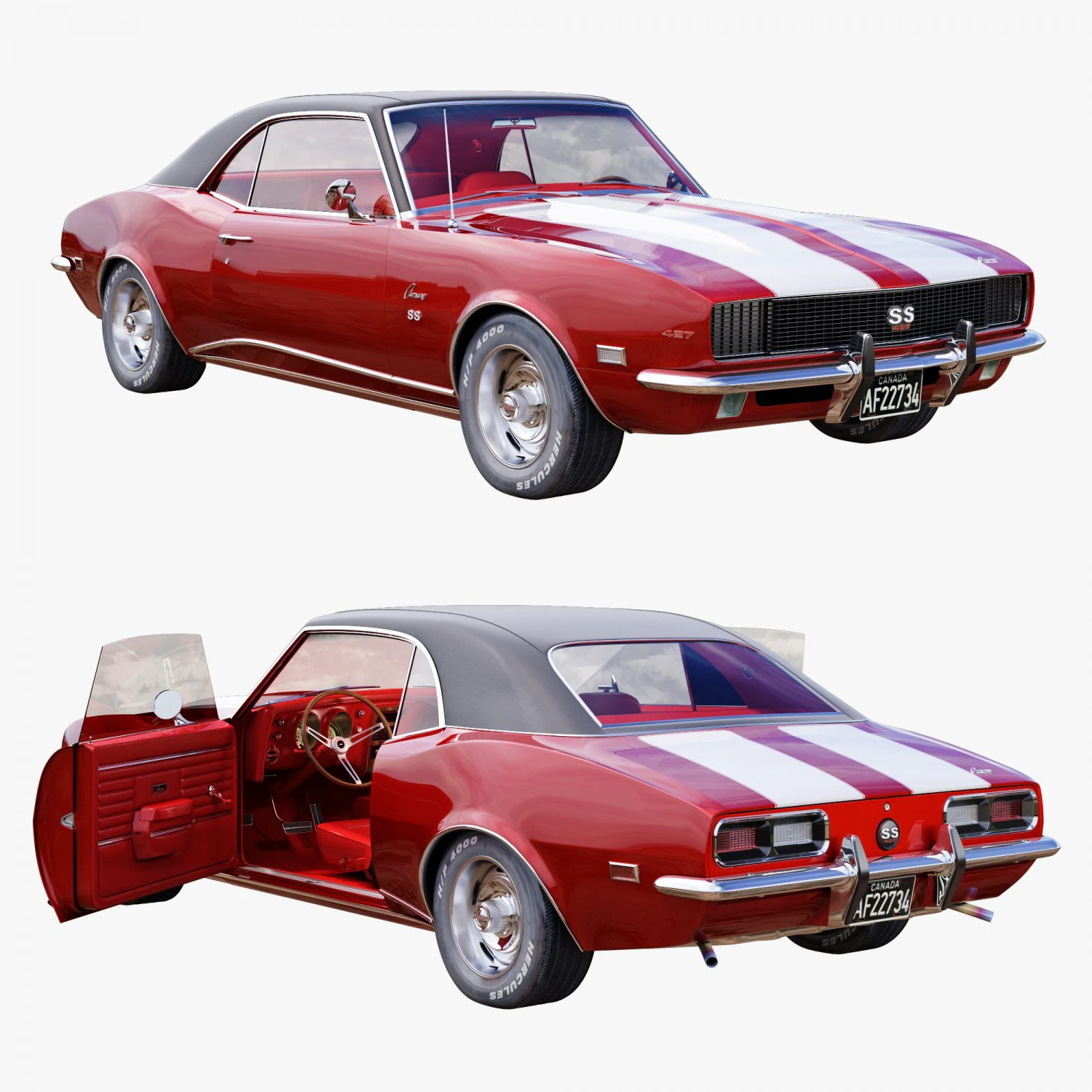 Chevrolet camaro 1968 Modelo 3D .c4d .max .obj .3ds .fbx .stl .blend 