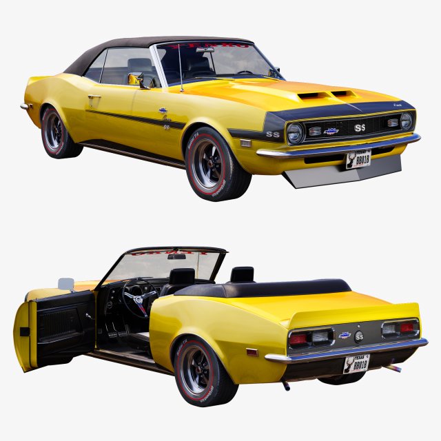 Chevrolet camaro yenko 1968 convertible 3D Model .c4d .max .obj .3ds .fbx .stl .blend 