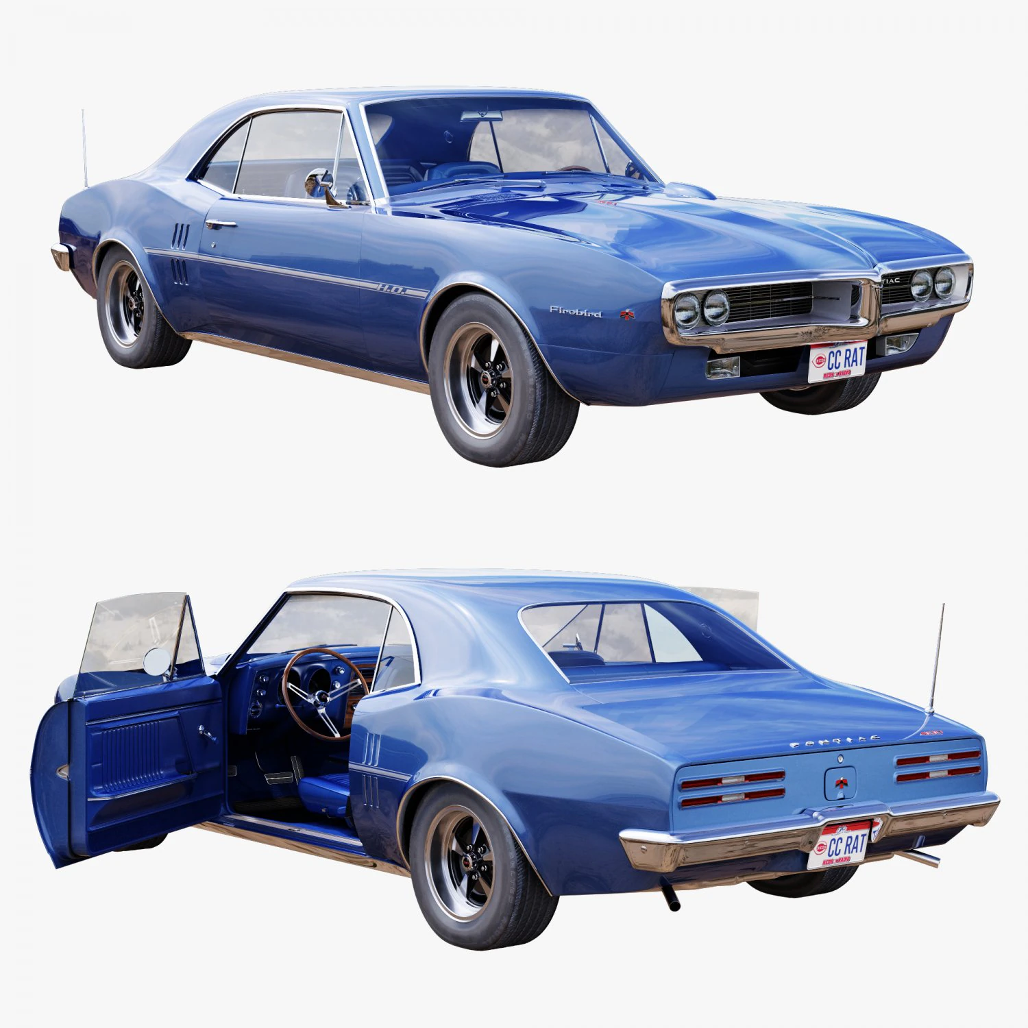 Pontiac firebird 1967 3D Model .c4d .max .obj .3ds .fbx .stl .blend 