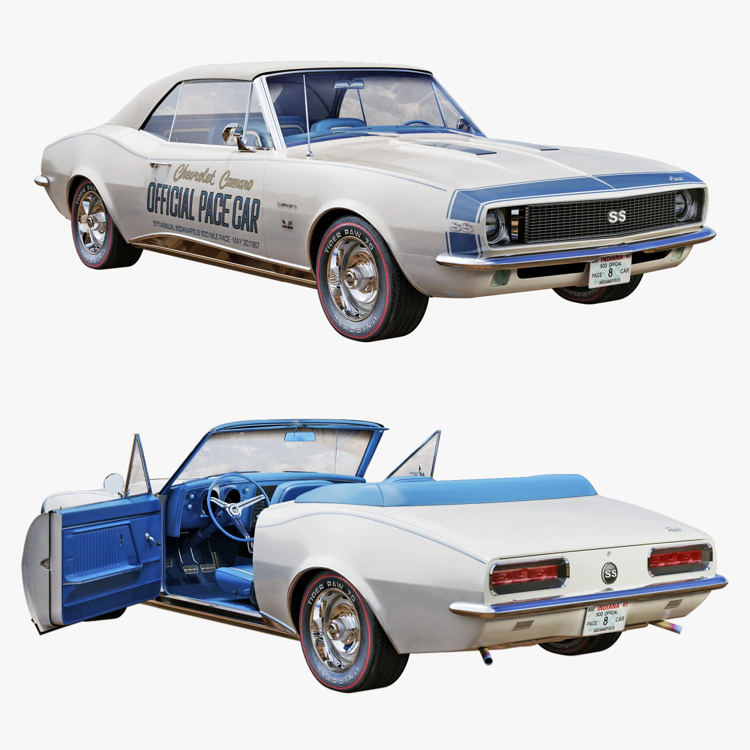 chevrolet camaro 1967 pace car 3D Model .c4d .max .obj .3ds .fbx .stl .blend 