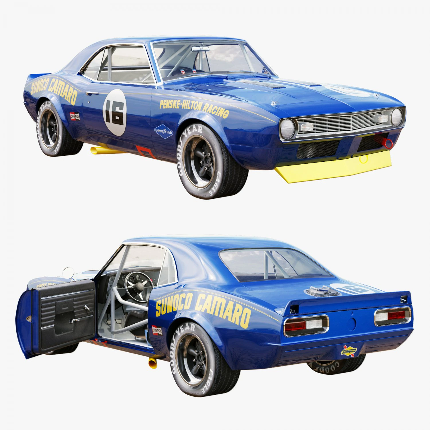 chevrolet camaro sunoco 1968 3D Model .c4d .max .obj .3ds .fbx .stl .blend 