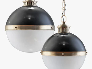 emerson 1-lichts enkele globe hanglamp-brons 3D Model
