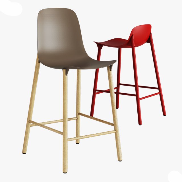 kristalia sharky stool wood Model 3D .c4d .max .obj .3ds .fbx .stl .blend