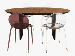 roche bobois patchwork dining table 180 loop chair Modello 3D