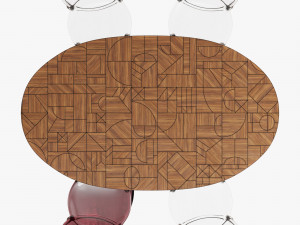 roche bobois patchwork dining table 180 loop chair Modello 3D