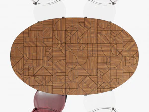 roche bobois patchwork dining table 180 loop chair 3D Model