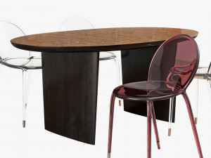 roche bobois patchwork dining table 180 loop chair Modello 3D