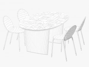 roche bobois patchwork dining table 180 loop chair 3D Model