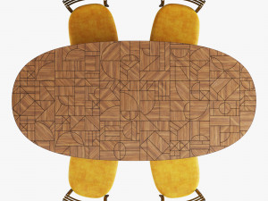 roche bobois patchwork dining table 220 pencil chair 3D-Modell