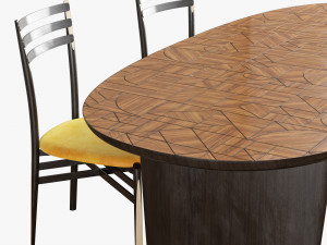 roche bobois patchwork dining table 220 pencil chair 3D-Modell