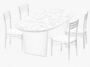 roche bobois patchwork dining table 220 pencil chair 3D-Modell