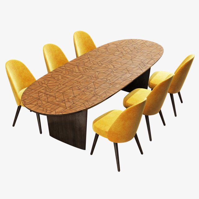 roche bobois patchwork dining table 280 identities chair 3D Model .c4d .max .obj .3ds .fbx .stl .blend 
