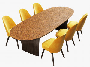 roche bobois patchwork dining table 280 identities chair 3D Model