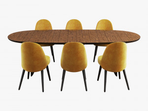 roche bobois patchwork dining table 280 identities chair 3D Model