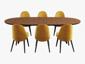 roche bobois patchwork dining table 280 identities chair 3D Model