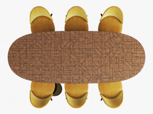roche bobois patchwork dining table 280 identities chair 3D Model