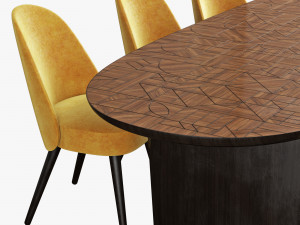 roche bobois patchwork dining table 280 identities chair 3D Model