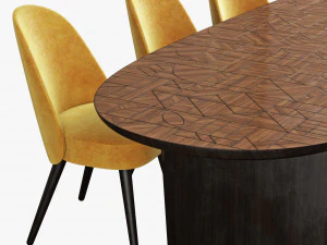 roche bobois patchwork dining table 280 identities chair 3D Model
