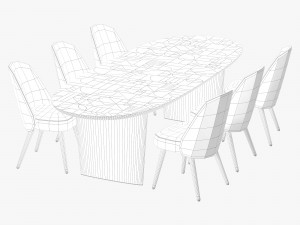 roche bobois patchwork dining table 280 identities chair 3D Model