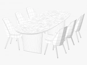 roche bobois patchwork dining table 280 identities chair 3D Model