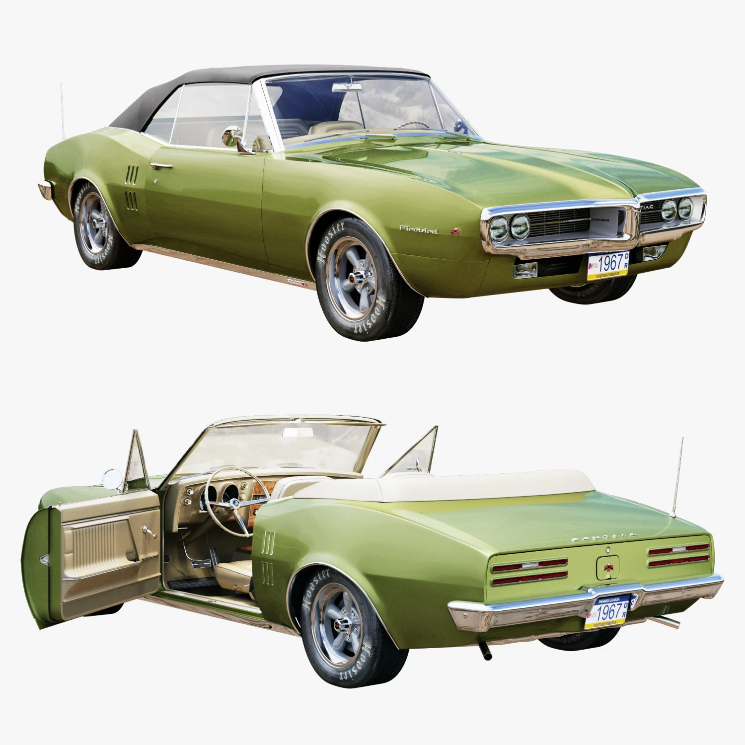 pontiac firebird 1967 convertible 3D Model .c4d .max .obj .3ds .fbx .stl .blend 