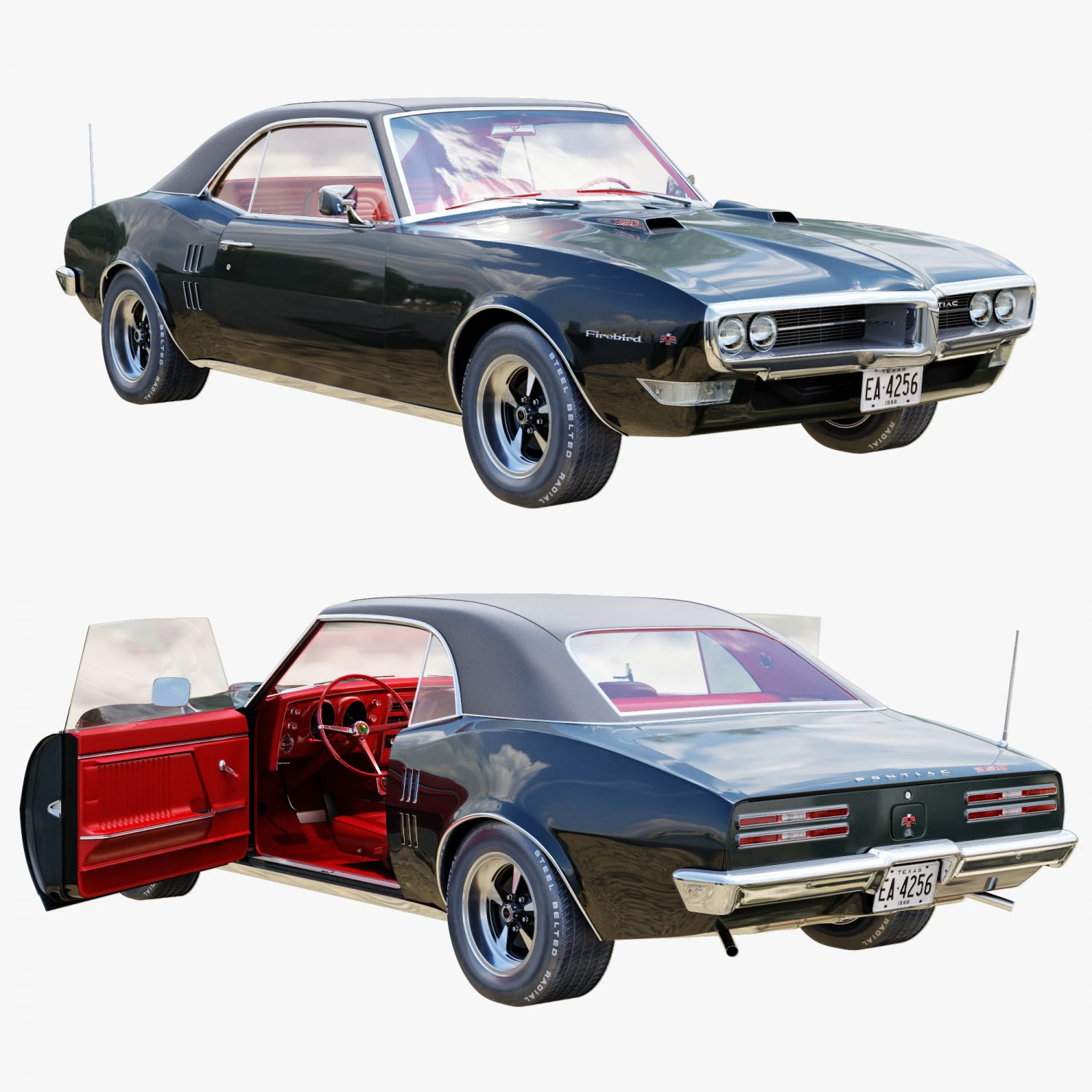 pontiac firebird 1968 3D Model .c4d .max .obj .3ds .fbx .stl .blend 