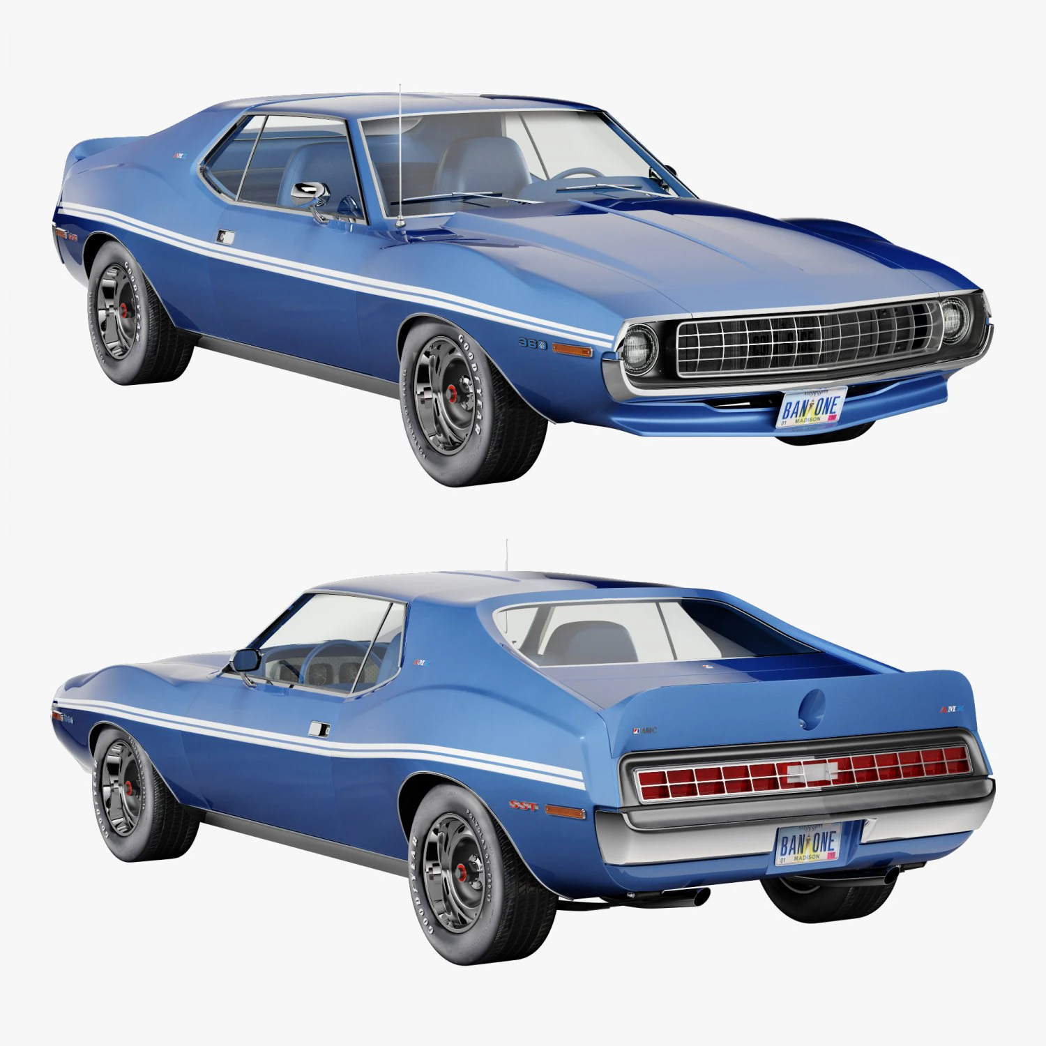 AMC AMX SST 1972 3D Model .c4d .max .obj .3ds .fbx .stl .blend 