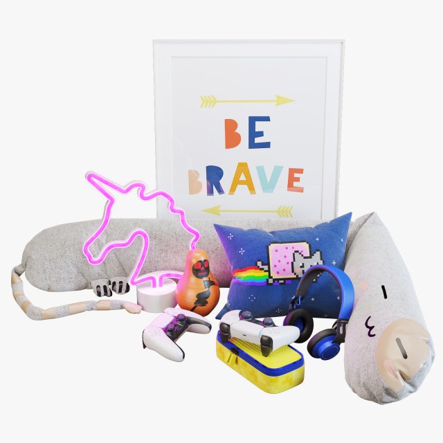 Kids room decor set 001 3D मॉडल .c4d .max .obj .3ds .fbx .stl .blend 