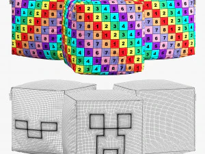 Minecraft ottoman set 001 3D Model