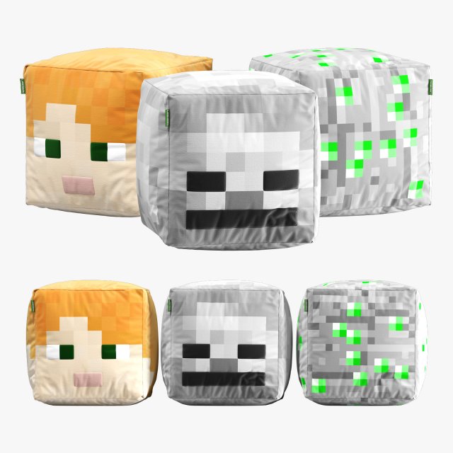 Minecraft ottoman set 003 3D Model .c4d .max .obj .3ds .fbx .stl .blend 