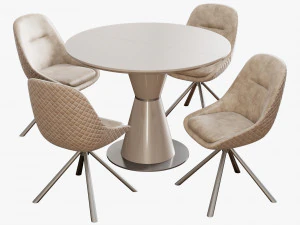 Sedia Carveli velluto Tavolo Vetro mebel HTML Modello 3D