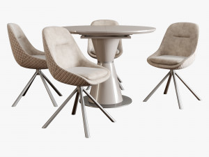 Carveli veluto chair Vetro mebel TML table 3D मॉडल