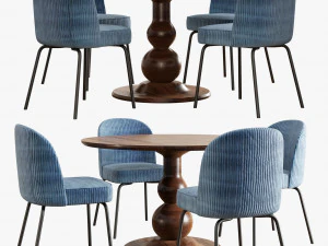 Saf ev blanco masa moda sandalye olun 3D Model