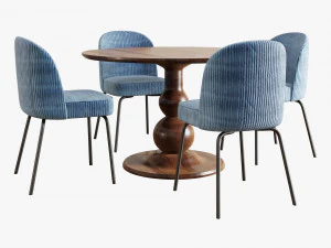 Saf ev blanco masa moda sandalye olun 3D Model