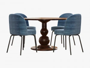 Saf ev blanco masa moda sandalye olun 3D Model