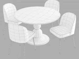 Saf ev blanco masa moda sandalye olun 3D Model