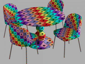 Saf ev blanco masa moda sandalye olun 3D Model