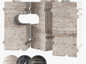 Kelly Wearstler hume modular stone bench 3D मॉडल