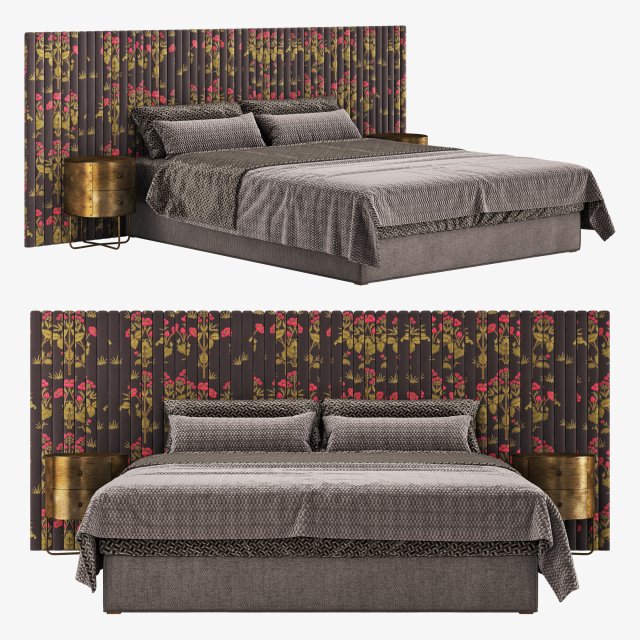 Modern bed 001 3D Модель .c4d .max .obj .3ds .fbx .stl .blend 